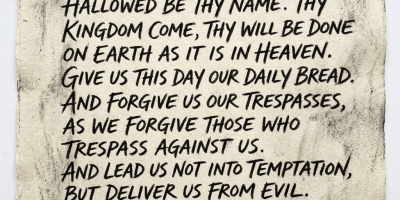 Prayer text in charcoal drawing style